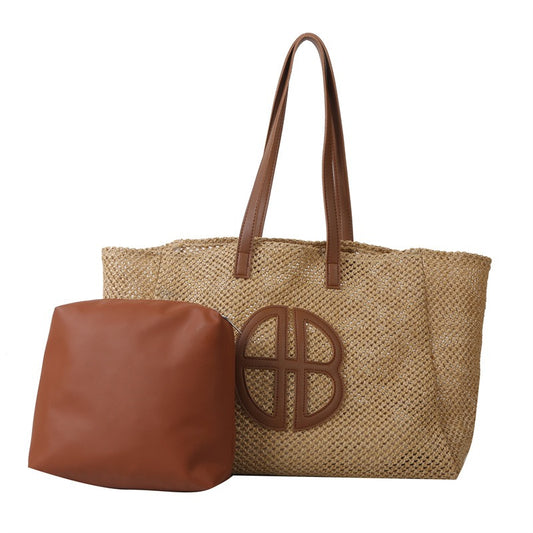Straw Hollow Out Knitting Tote Bag