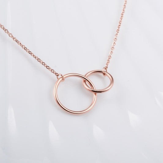 Necklace Cross Chain Double Ring Circle
