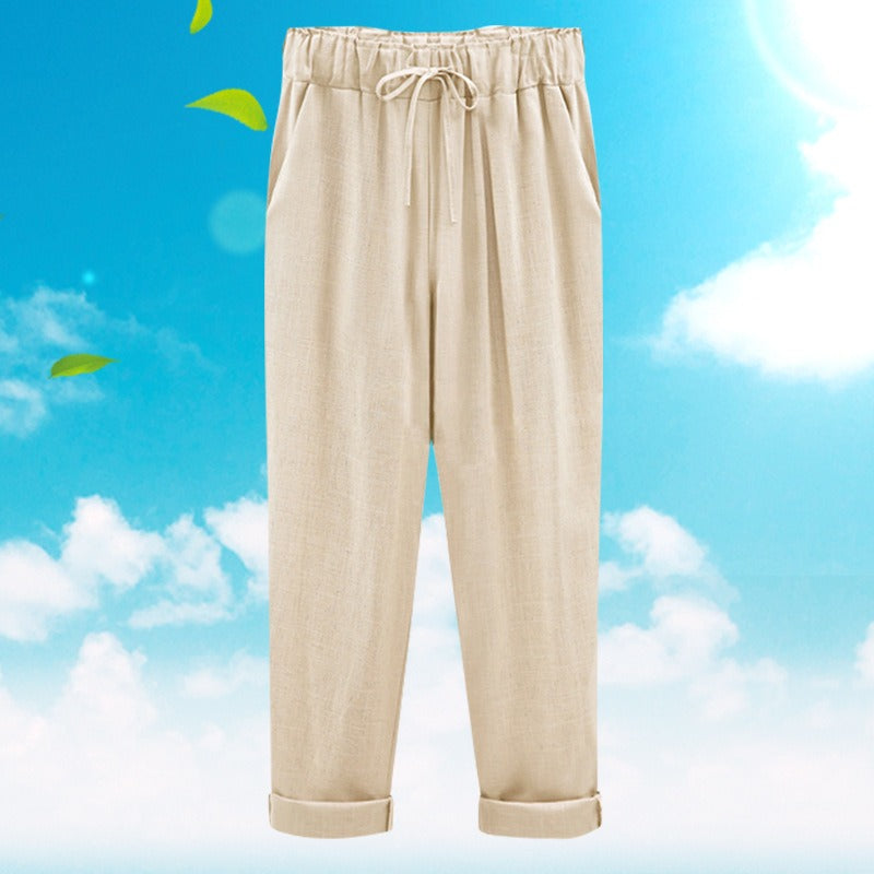 Cotton and Linen Cropped Pants
