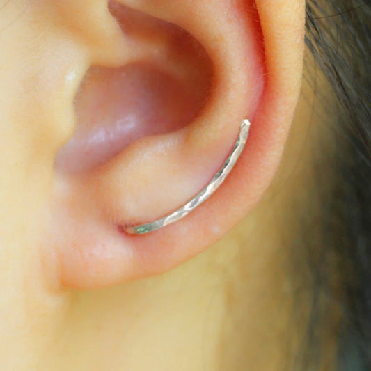 Handmade Hammered Cuff Clip Minimalist Earrings