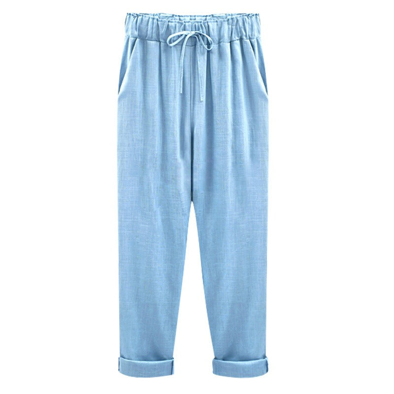 Cotton and Linen Cropped Pants