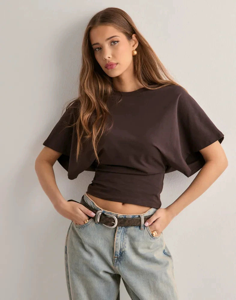Round Neck Bat Sleeve T-Shirt for Women