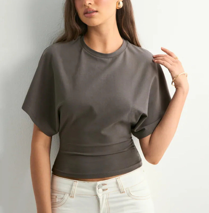 Round Neck Bat Sleeve T-Shirt for Women