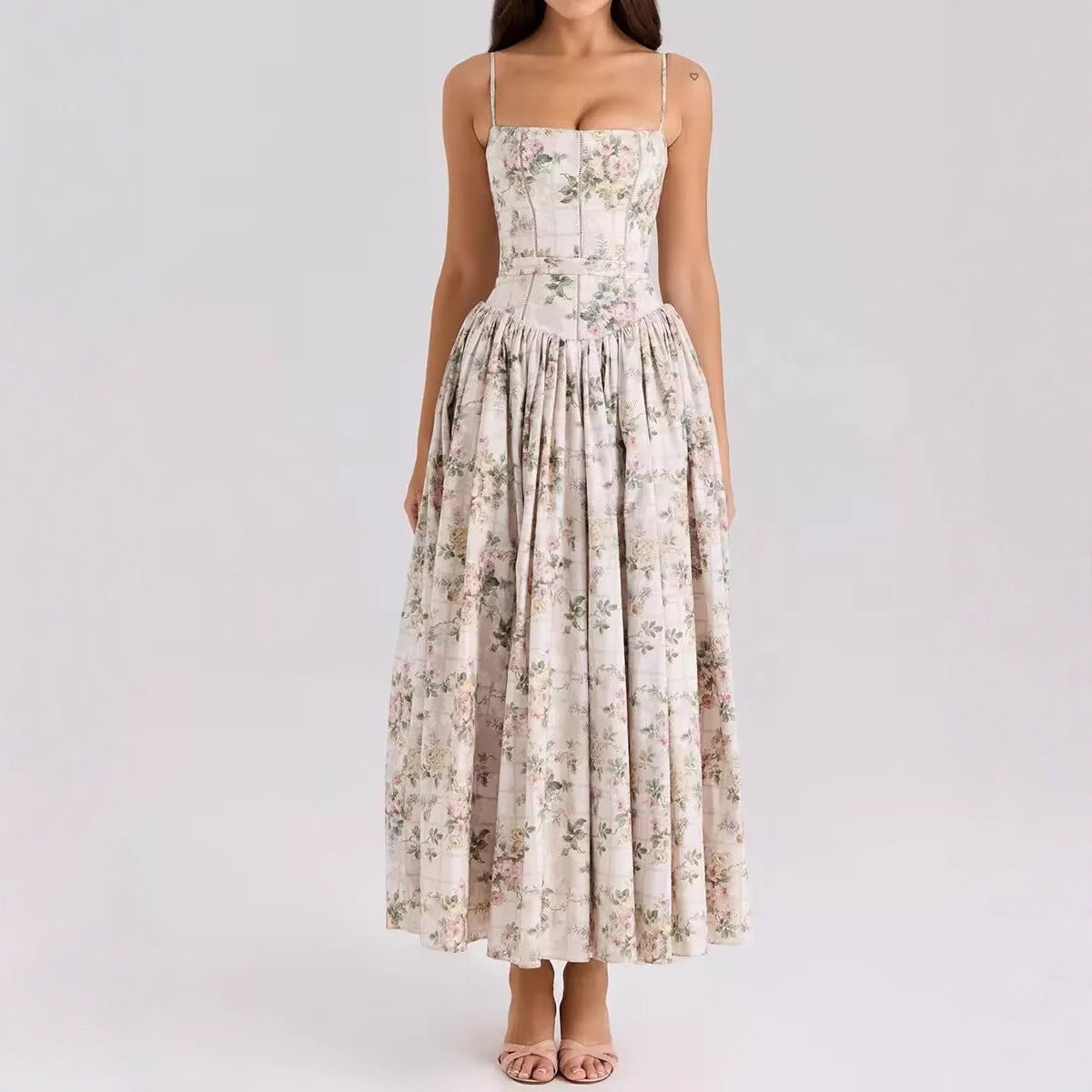 Strapless Floral Print Strapless Dress