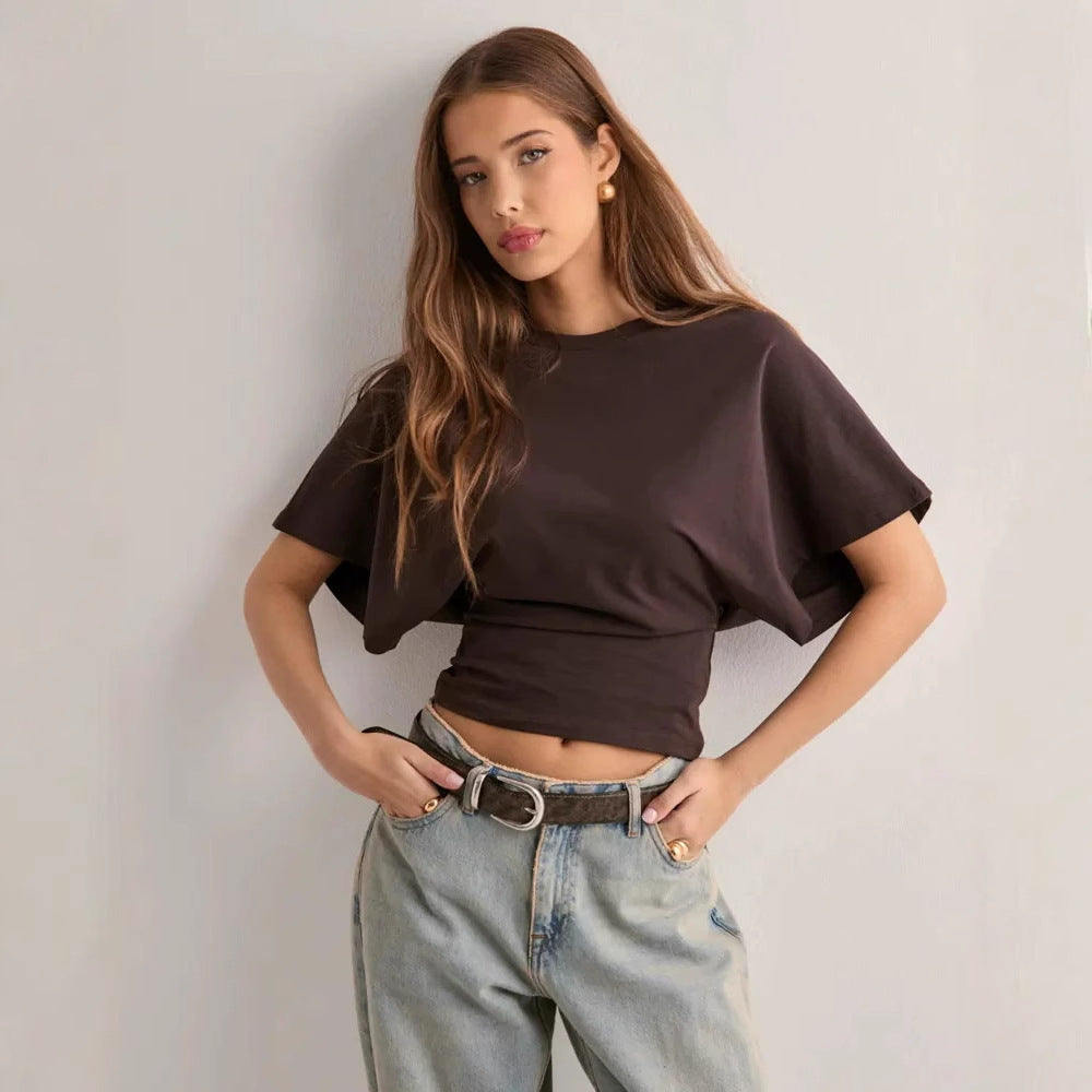 Round Neck Bat Sleeve T-Shirt for Women