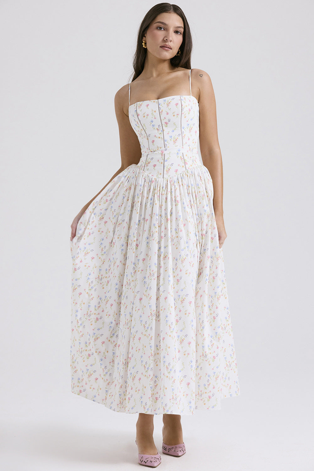 Strapless Floral Print Strapless Dress
