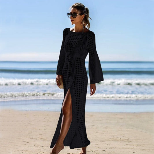 Knitted Beach Skirt Long Sleeve Vacation