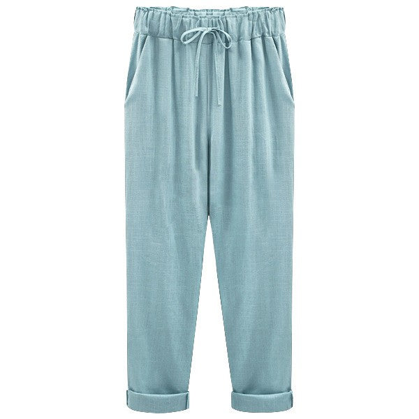 Cotton and Linen Cropped Pants